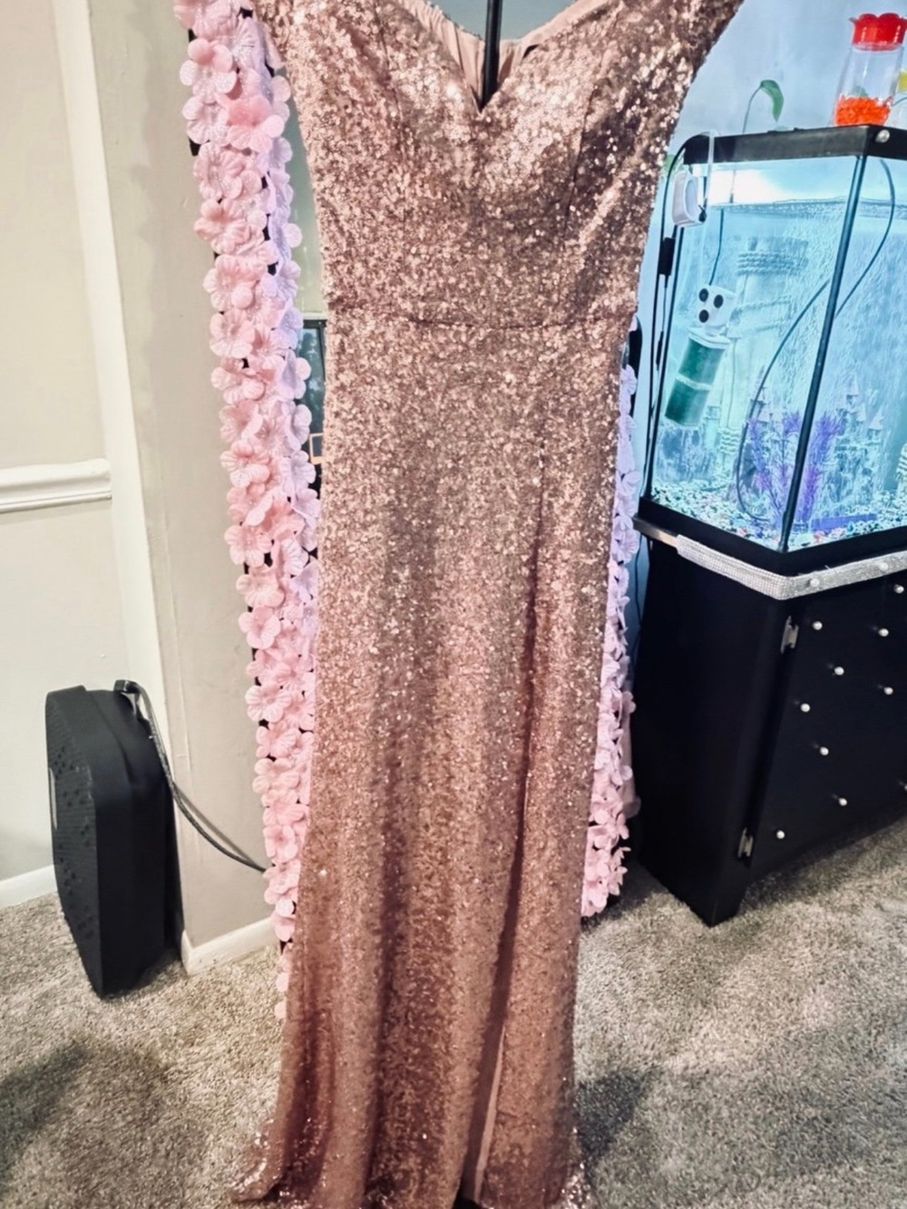 B. Darlin Rose Blush Sequin Dress